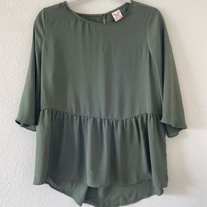 Faded Glory | Green Hi-Low Peplum Blouse